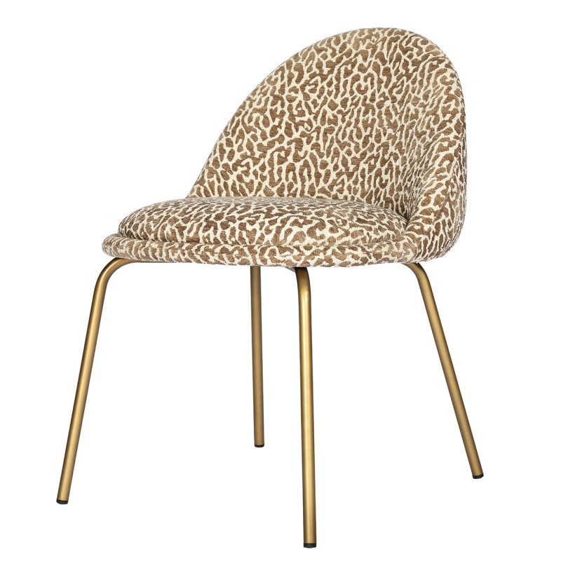 Pair of 2 Animal Print Chair – Patterned Upholstery with Gold Legs
