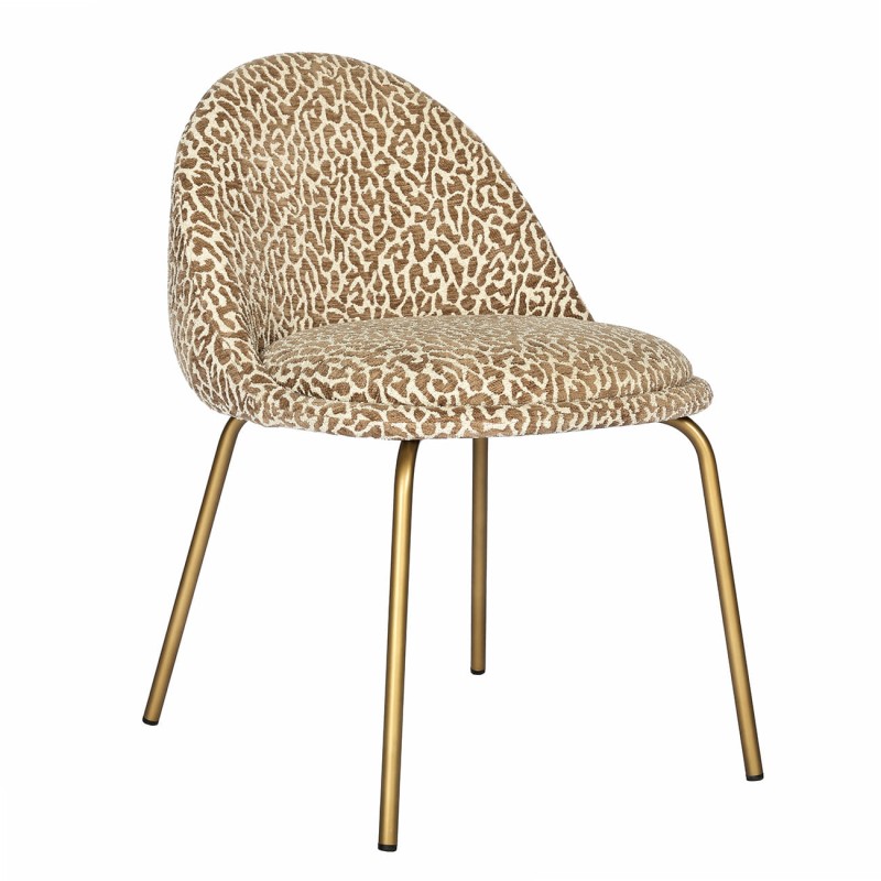 Animal Print chair with patterned upholstery and elegant gold legs. A bold accent piece for modern interiors.
