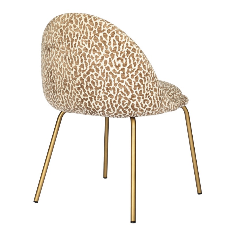 Animal Print chair with patterned upholstery and elegant gold legs. A bold accent piece for modern interiors.