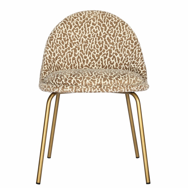 Animal Print chair with patterned upholstery and elegant gold legs. A bold accent piece for modern interiors.