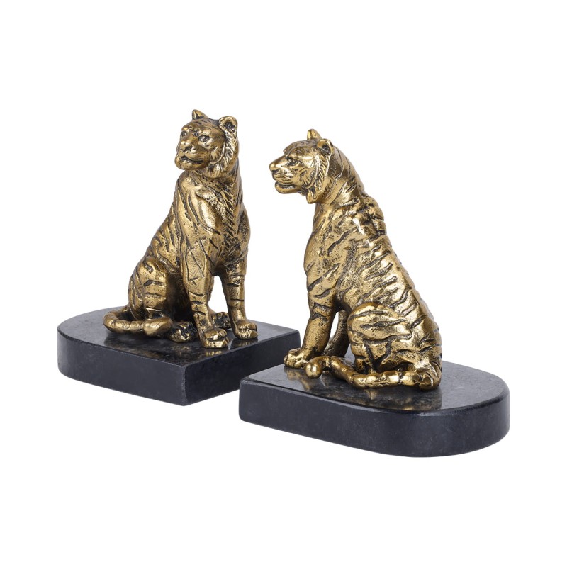 Tiger Bookends, 16.5 cm – Black and Gold