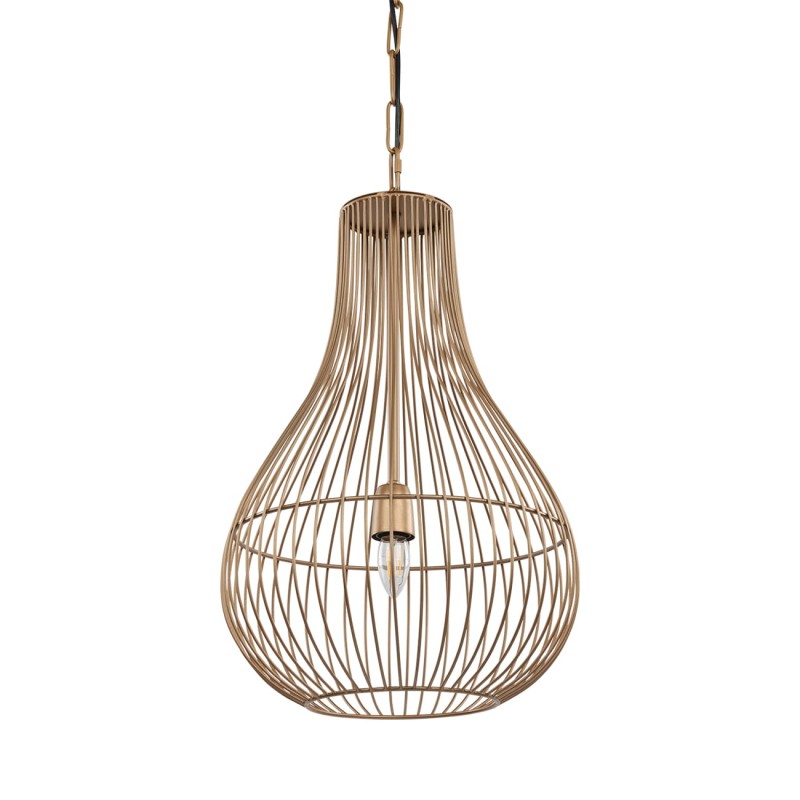 Gold metal pendant ceiling light Mira Drop, 55 cm diameter, modern elegant lighting for living room, dining area and bedroom