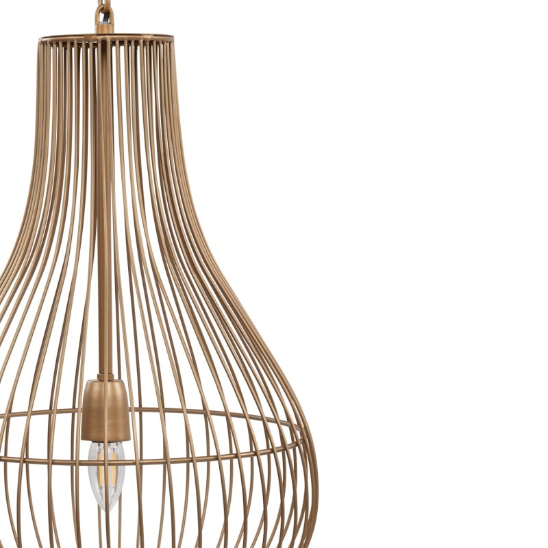 Gold metal pendant ceiling light Mira Drop, 55 cm diameter, modern elegant lighting for living room, dining area and bedroom