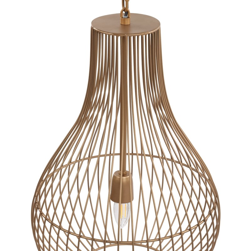 Gold metal pendant ceiling light Mira Drop, 55 cm diameter, modern elegant lighting for living room, dining area and bedroom