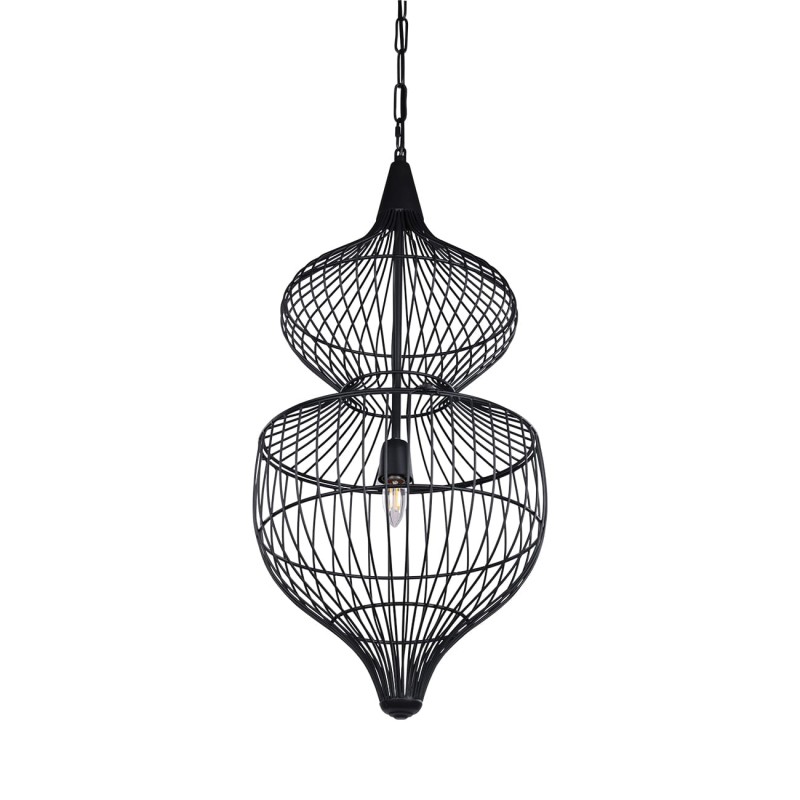 Mira Hourglass 89 cm Black Metal Pendant Ceiling Light