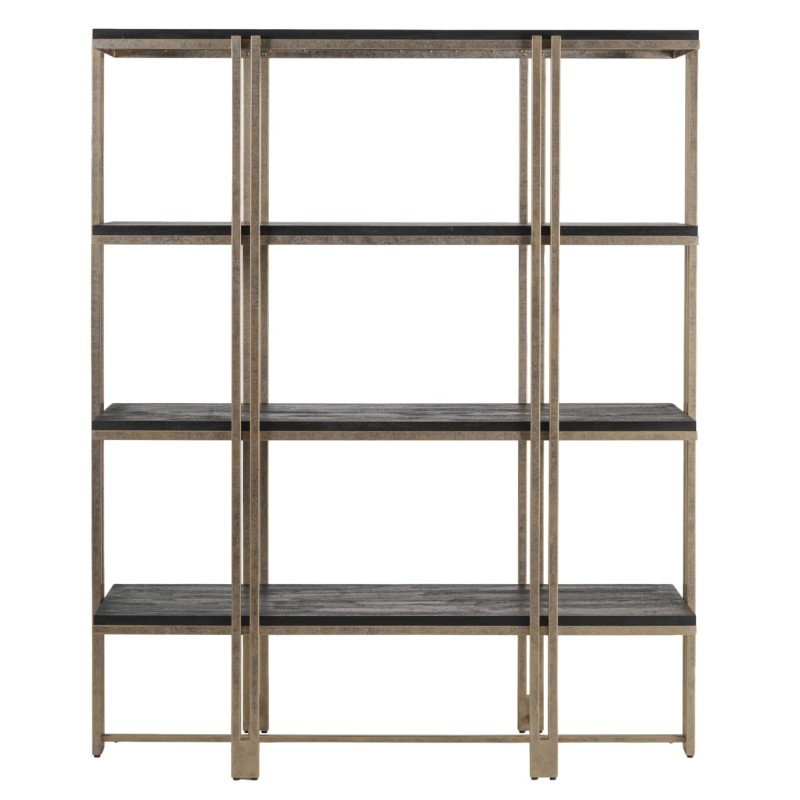 Knightsbridge wooden bookcase with gold metal frame