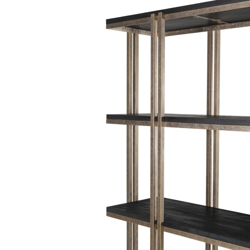 Modern shelving unit Knightsbridge in mango wood and gold finish