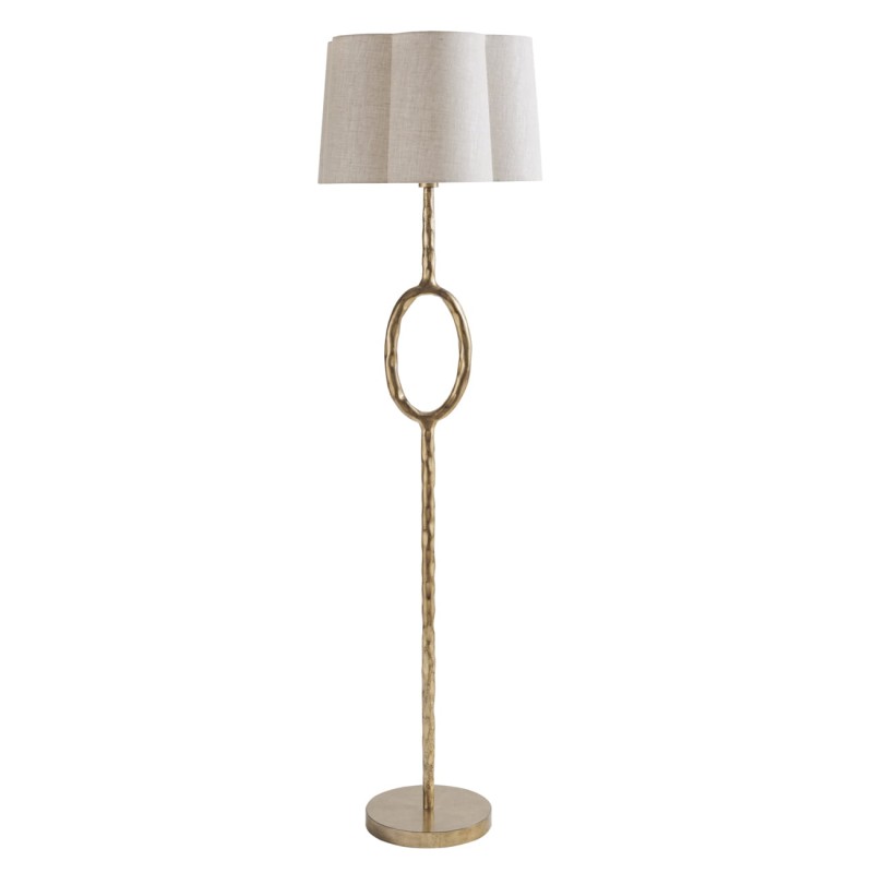 Chiswick Gold Floor Lamp 173 cm – Living Room Floor Lamp with Linen Shade