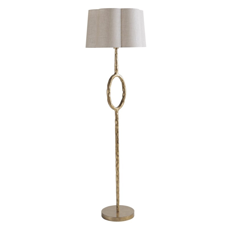 Chiswick Gold Floor Lamp 173 cm – Living Room Floor Lamp with Linen Shade