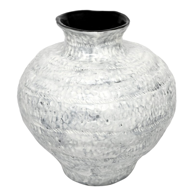 Sculptural white glazed ceramic vase for interior decor