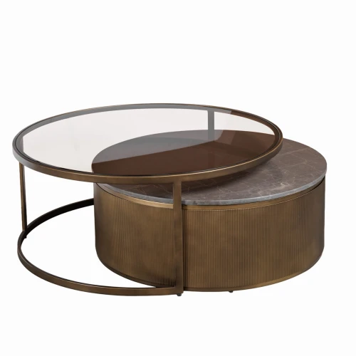 Primrose Royal Marble & Glass Nesting Coffee Tables – Set of 2