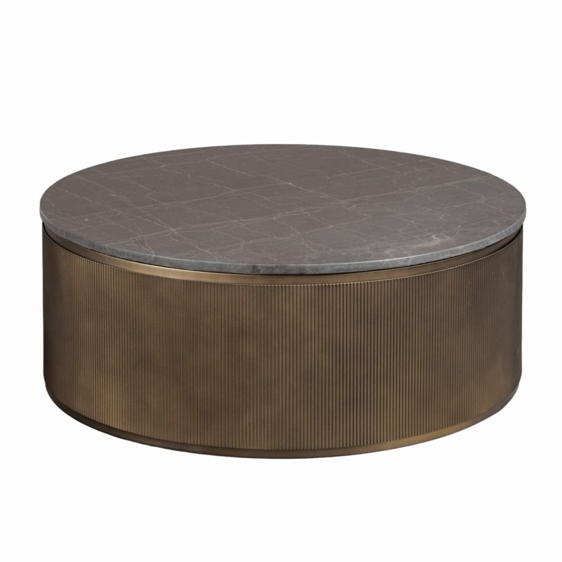 Primrose Royal Set of 2 Coffee Tables 94 cm with Marble and Glass Tops and Gold Base