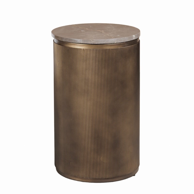 Primrose Royal Set of 2 Side Tables 56 cm with Marble and Glass Tops & Gold Base