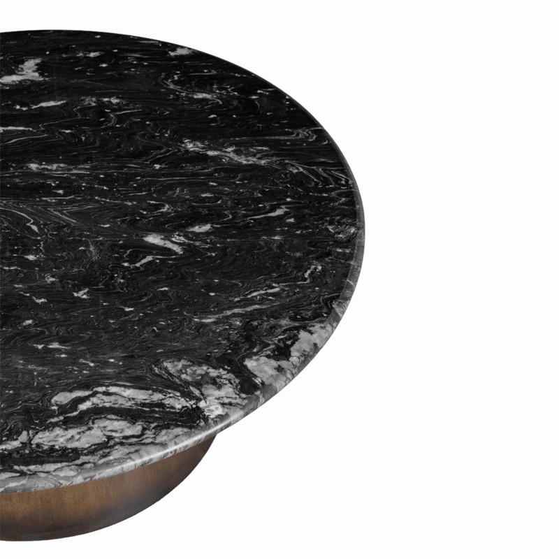 Newton 80cm Black Marble Coffee Table with Gold Base