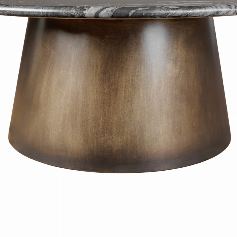 Newton 80cm Black Marble Coffee Table with Gold Base