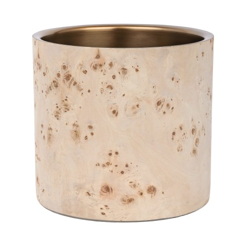 Burl Champagne Cooler 22 cm – Stainless Steel with Burl Wood Veneer