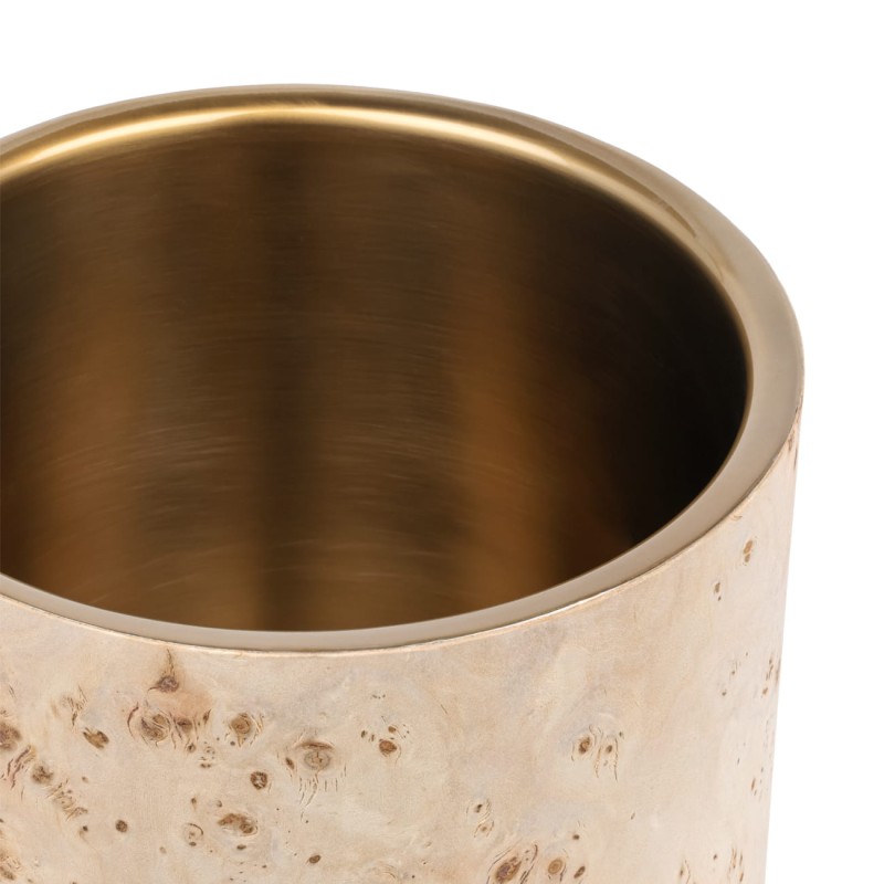 Burl Champagne Cooler 22 cm – Stainless Steel with Burl Wood Veneer