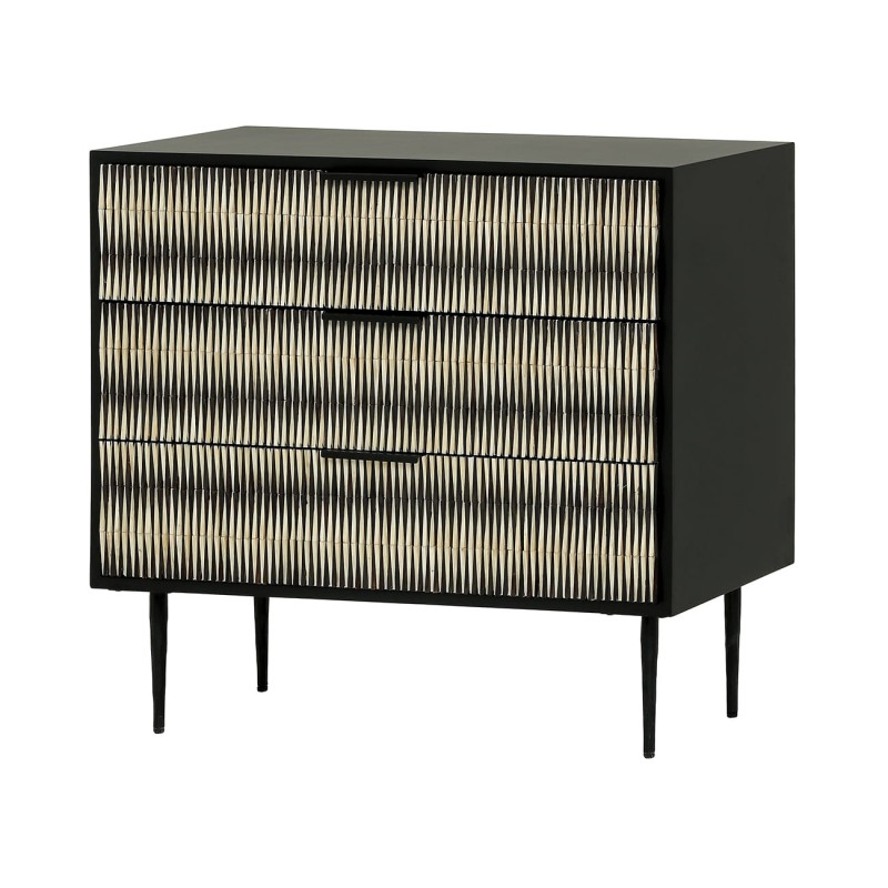 Merida 90 cm wooden chest of drawers with three drawers, decorative fronts and designer finish, perfect for living rooms and bedrooms