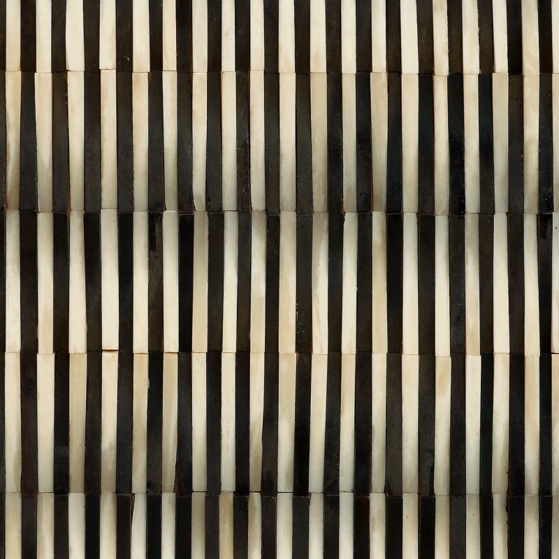 Merida 50 cm black and white bedside table with drawers and decorative fronts, designer nightstand for stylish bedrooms