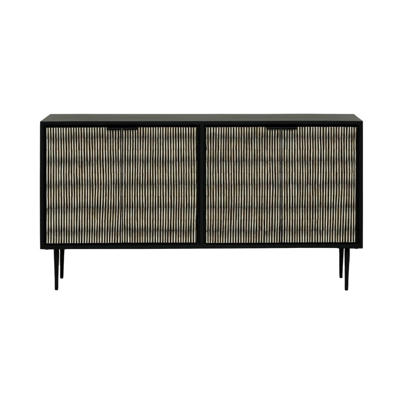 Merida 150 cm wooden four-door chest of drawers with decorative fronts, designer storage furniture for modern interiors