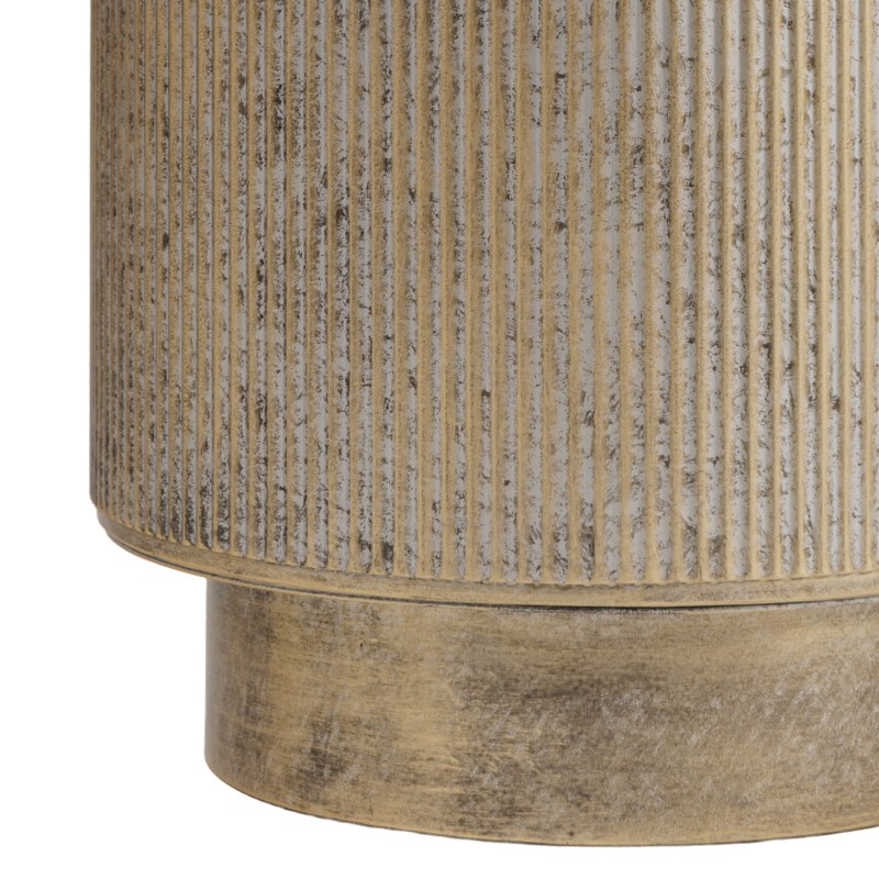 Set of three Primrose iron planters in antique gold, 60 cm tall. Stylish decorative planters for indoor and outdoor spaces with a timeless look.