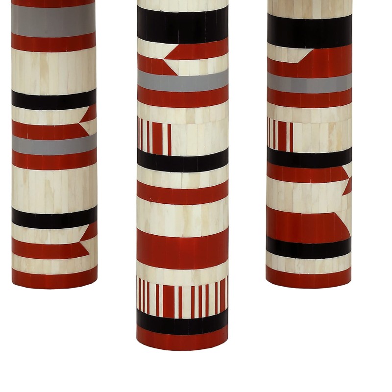 Coco round dining table 90 cm with colourful bone inlay. Stylish designer table for modern dining rooms.