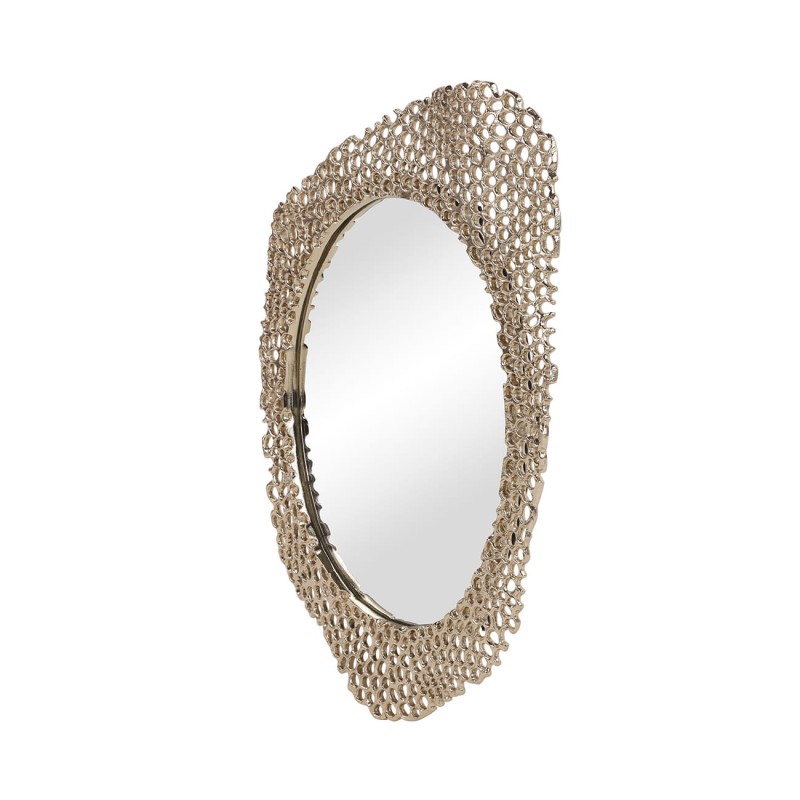 Honey Large mirror 58 cm with a gold aluminium openwork frame, a decorative accent for modern and elegant interiors.