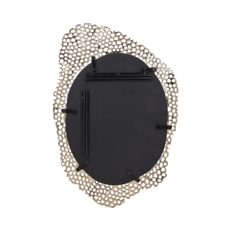 Honey Large mirror 58 cm with a gold aluminium openwork frame, a decorative accent for modern and elegant interiors.