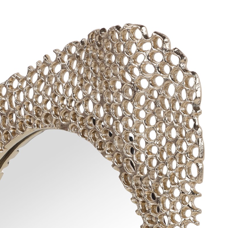 Honey Large mirror 58 cm with a gold aluminium openwork frame, a decorative accent for modern and elegant interiors.