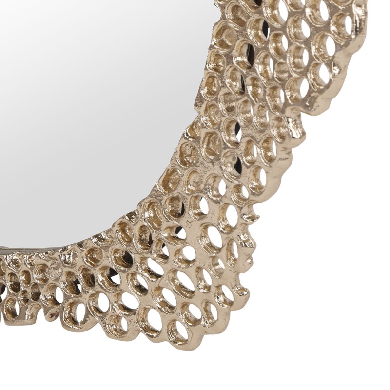 Honey Large mirror 58 cm with a gold aluminium openwork frame, a decorative accent for modern and elegant interiors.