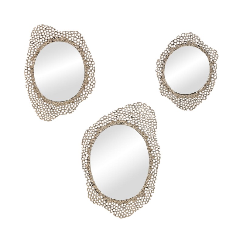 Honey Large mirror 58 cm with a gold aluminium openwork frame, a decorative accent for modern and elegant interiors.