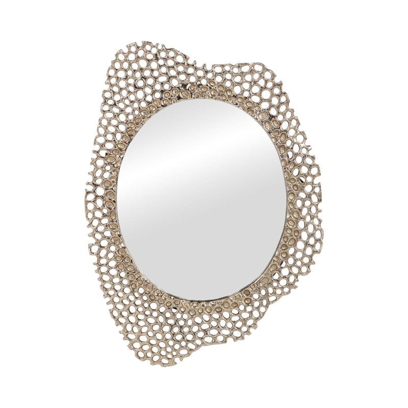 Honey Medium mirror with a 49 cm diameter, featuring an elegant gold aluminum openwork frame. A stylish decorative accent for modern and classic interiors.