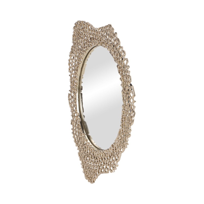 Honey Medium mirror with a 49 cm diameter, featuring an elegant gold aluminum openwork frame. A stylish decorative accent for modern and classic interiors.
