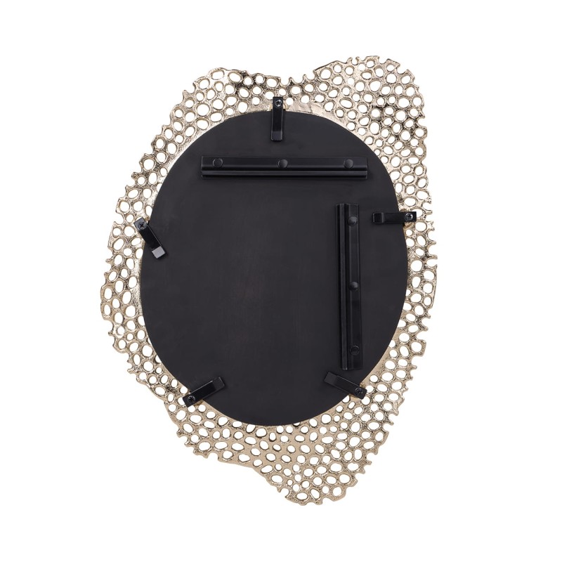 Honey Medium mirror with a 49 cm diameter, featuring an elegant gold aluminum openwork frame. A stylish decorative accent for modern and classic interiors.