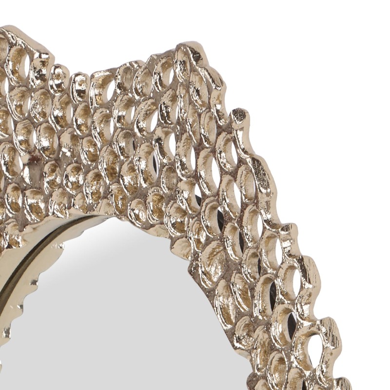 Honey Medium mirror with a 49 cm diameter, featuring an elegant gold aluminum openwork frame. A stylish decorative accent for modern and classic interiors.