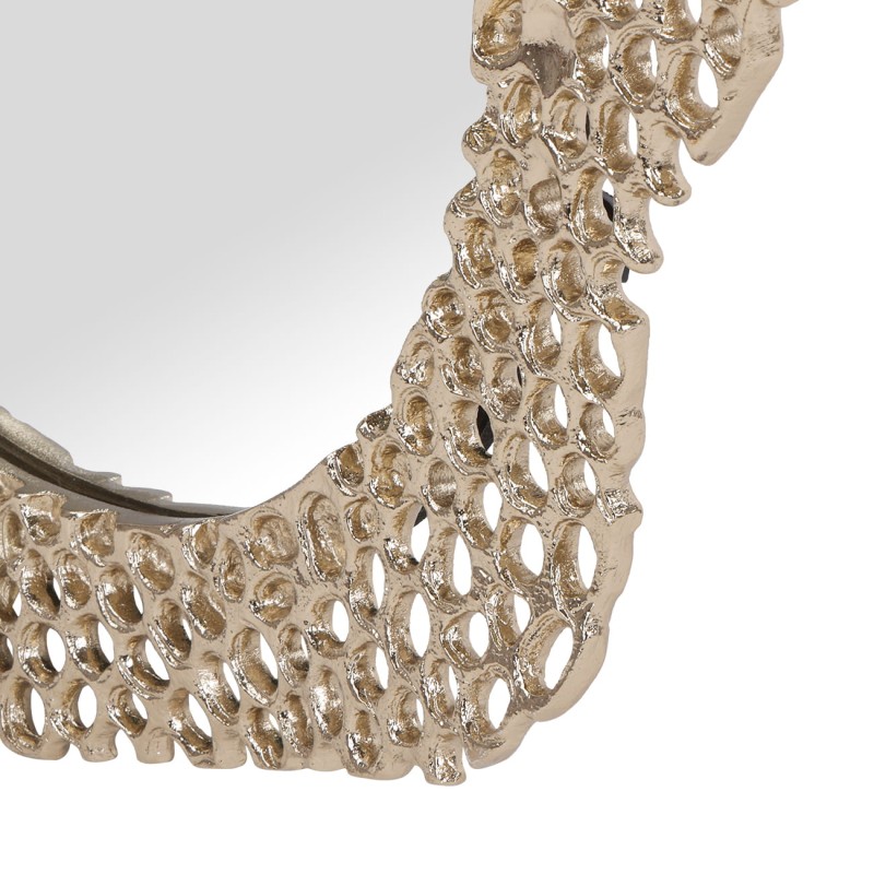 Honey Medium mirror with a 49 cm diameter, featuring an elegant gold aluminum openwork frame. A stylish decorative accent for modern and classic interiors.