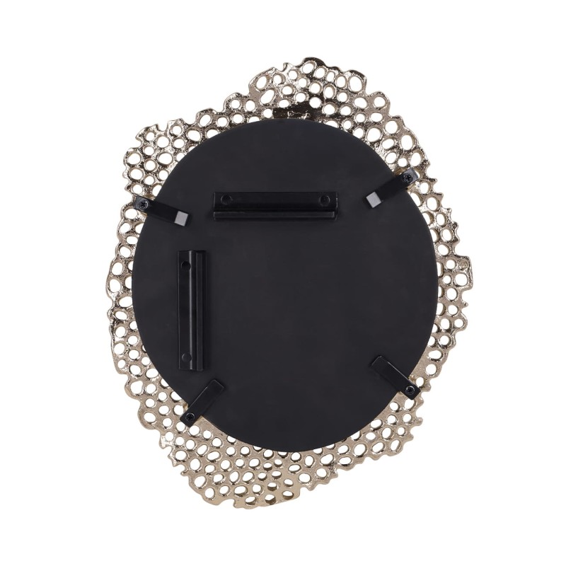 Honey Small mirror, 40 cm, with an elegant gold aluminium openwork frame inspired by honeycomb patterns.