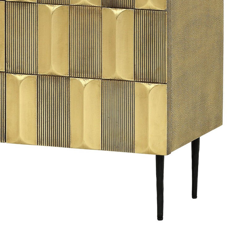 Lyall Brass 3 door gold sideboard with sculptural brass fronts