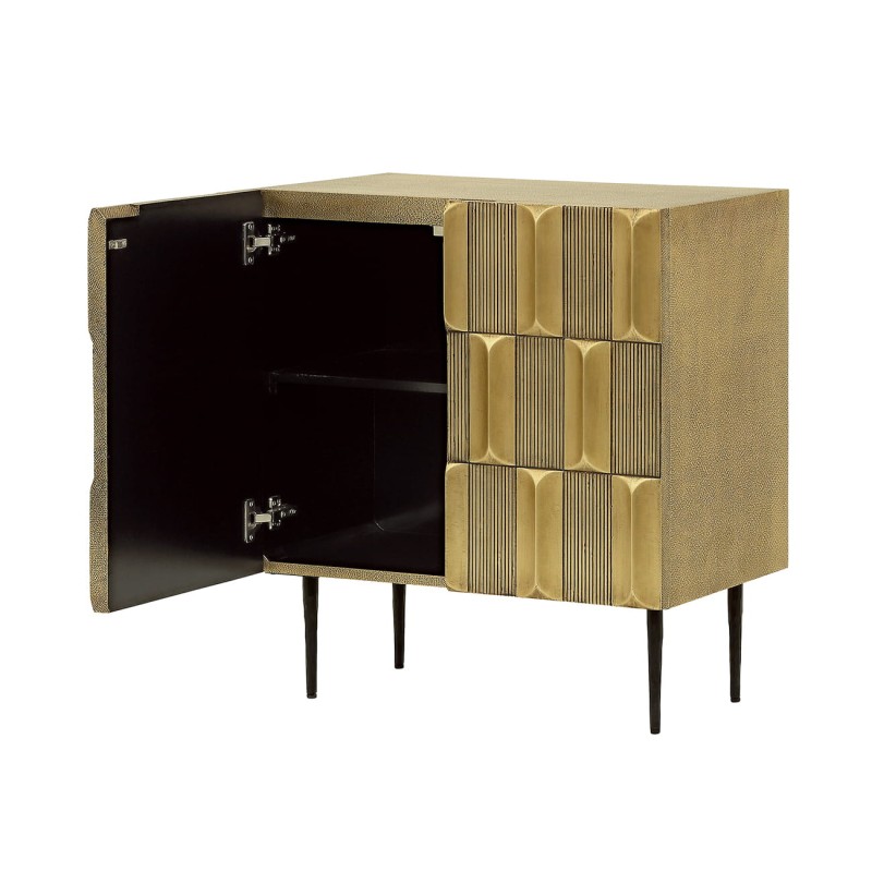 Lyall Brass small sideboard 75 cm in gold with two doors. Stylish storage cabinet for living room, bedroom or hallway.