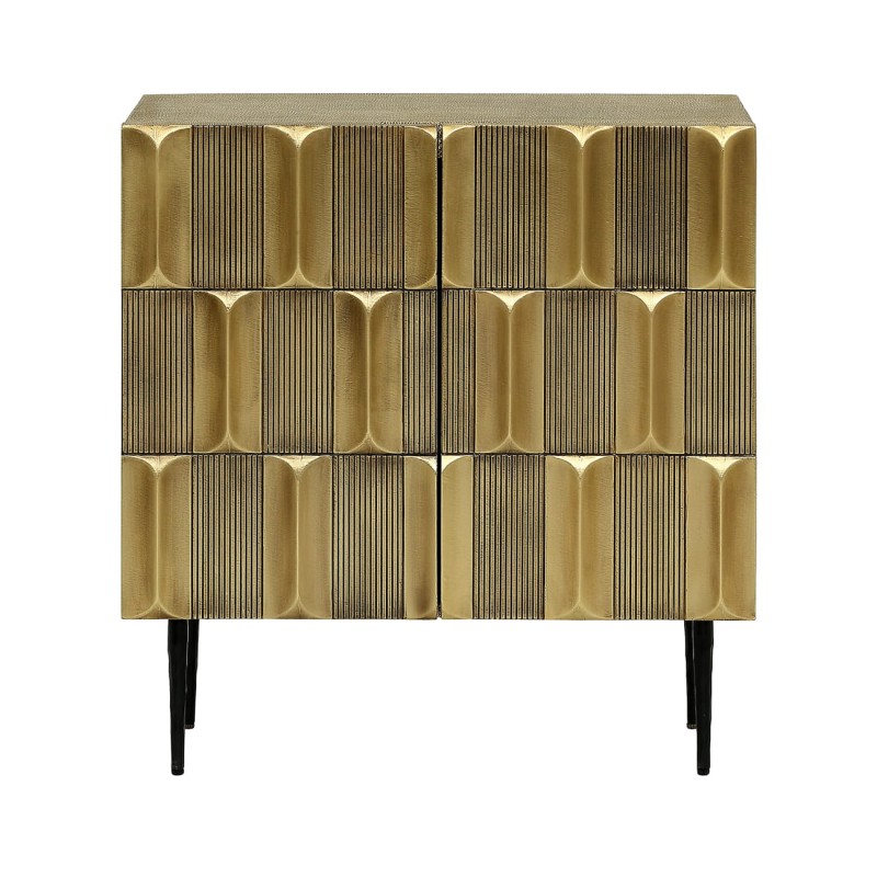 Lyall Brass small sideboard 75 cm in gold with two doors. Stylish storage cabinet for living room, bedroom or hallway.