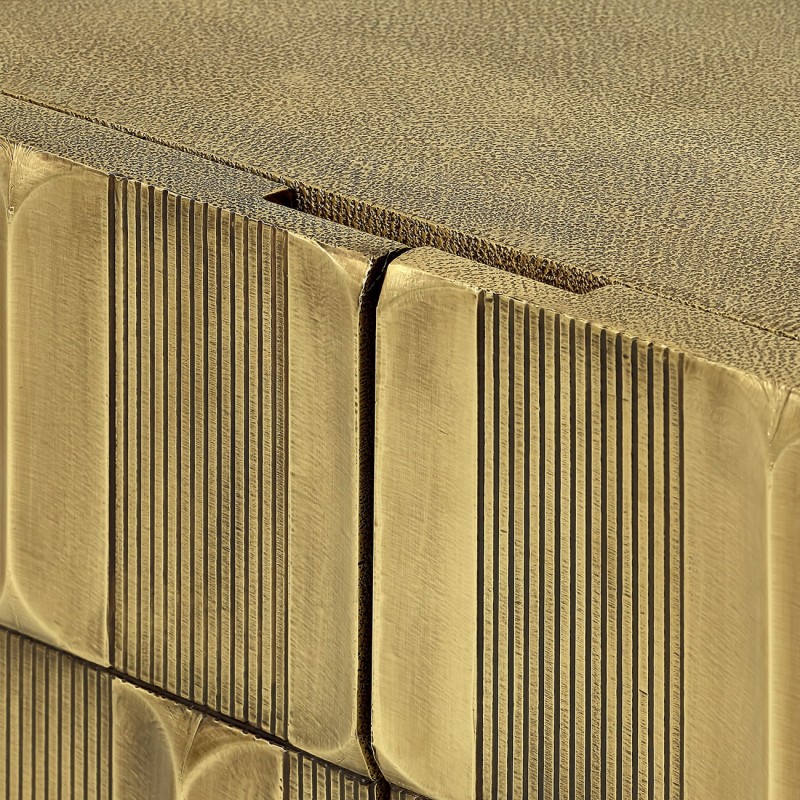 Lyall Brass small sideboard 75 cm in gold with two doors. Stylish storage cabinet for living room, bedroom or hallway.