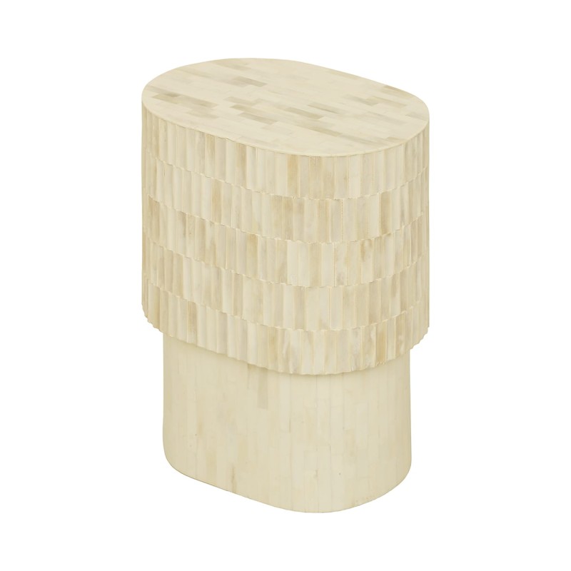 Apollo side table 46 cm – round white table with buffalo bone, featuring an elegant design perfect for modern and classic interiors.