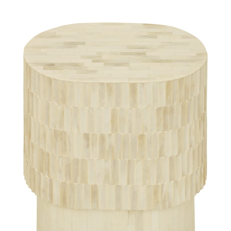 Apollo side table 46 cm – round white table with buffalo bone, featuring an elegant design perfect for modern and classic interiors.