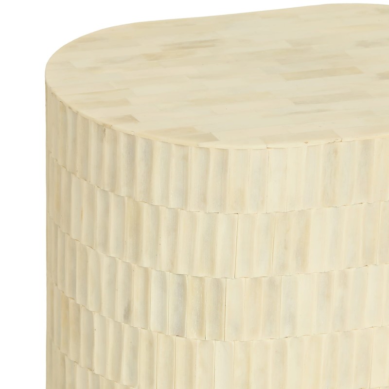 Apollo side table 46 cm – round white table with buffalo bone, featuring an elegant design perfect for modern and classic interiors.