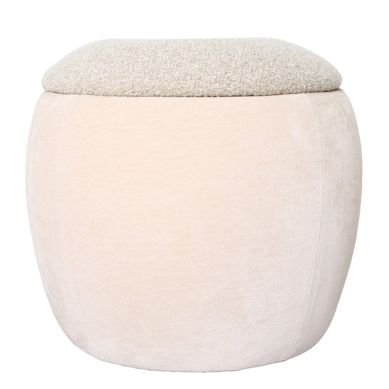 Beige Pimlico storage ottoman 41 cm in velvet with bouclé seat – luxury upholstered footstool for living room or bedroom