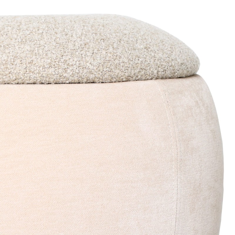 Beige Pimlico storage ottoman 41 cm in velvet with bouclé seat – luxury upholstered footstool for living room or bedroom