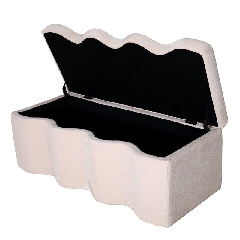 Marylebone cream velvet storage bench, 120 cm wide. An elegant upholstered bench with hidden storage, perfect for bedrooms, hallways and living spaces.