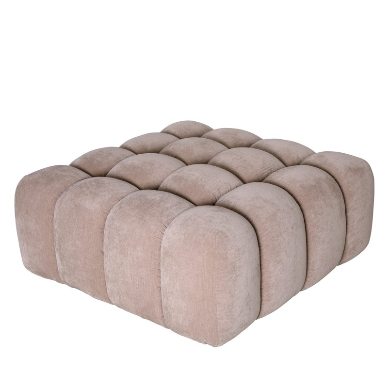 Marylebone large pouffe 100 cm upholstered in cream velvet – a stylish and practical dressing room pouffe for elegant interiors.