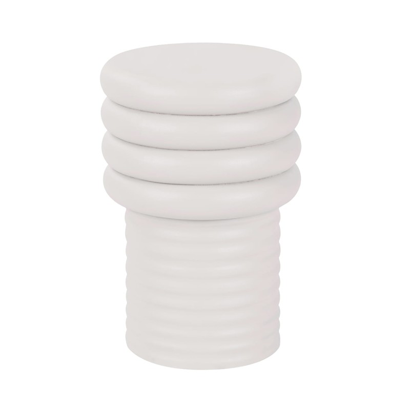 Round Metal Side Table, 30 x 46 cm, Beige Iron