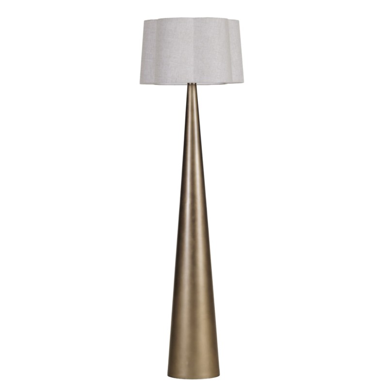 Smoked-gold floor lamp with natural linen lampshade